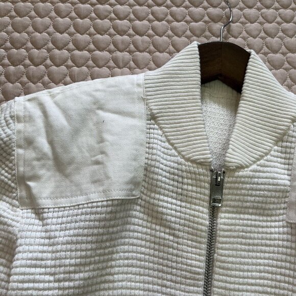 NWOT DIESEL Men's Sweater Zipped Cardigan Size M Cream Cotton Blend - Picture 9 of 13